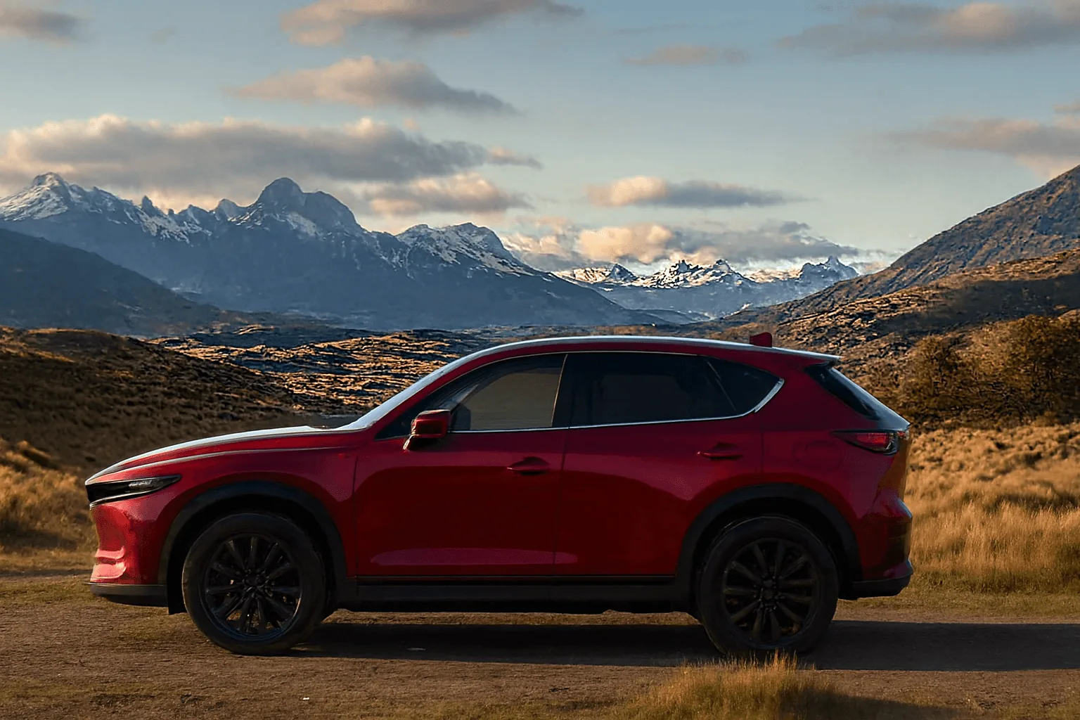Auto de arriendo en la Patagonia, cerca de Punta Arenas